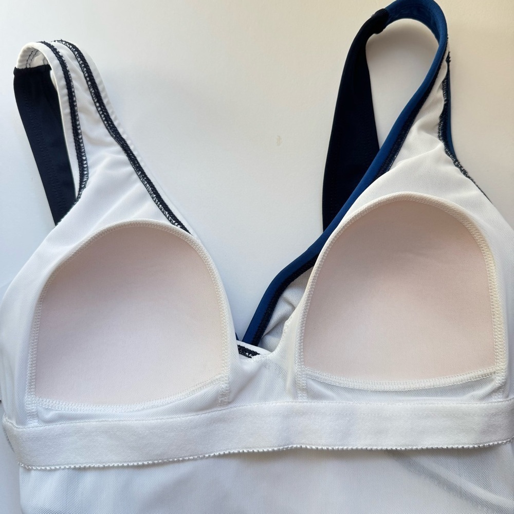 NWT DOLPHIN Aquashape Wrap Front One Piece Swimsuit Navy Capri Blue Size 8 - Picture 11 of 16